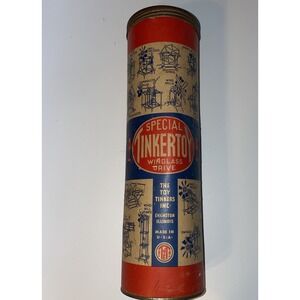 Vintage Early 1950's Senior Tinker Toys Windlass Drive Full‎ Canister